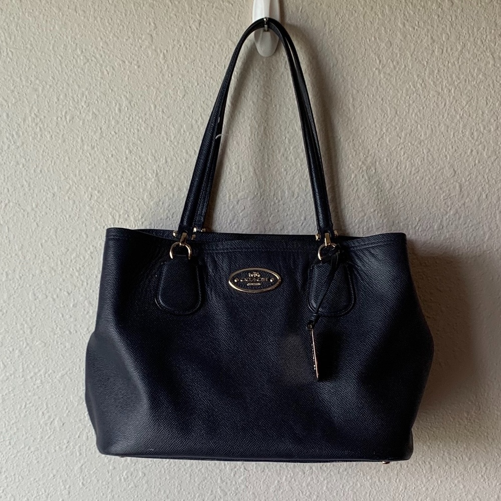 Coach navy blue shoulder bag w/ matching wallet
